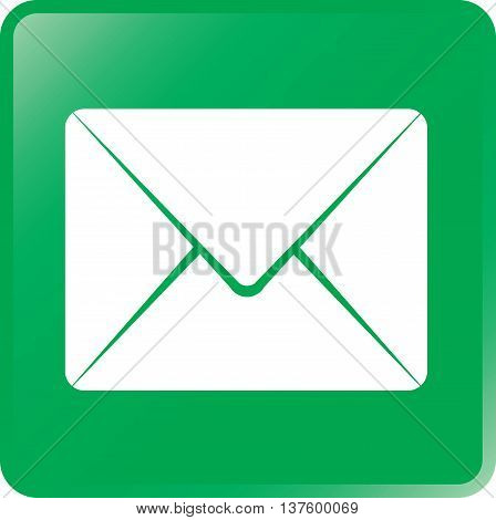 Vector Mail Icon White on Green Button
