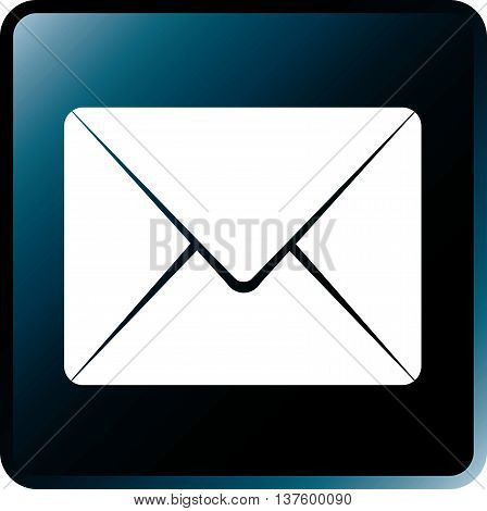 Vector Mail Icon White on Black Button