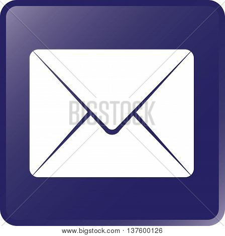 Vector Mail Icon White on Violet Button