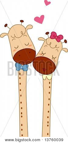 Illustration of a Giraffe Couple Huddled Together