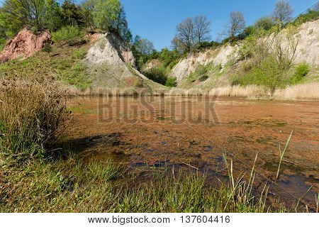 Landscape in northern germany with little pond