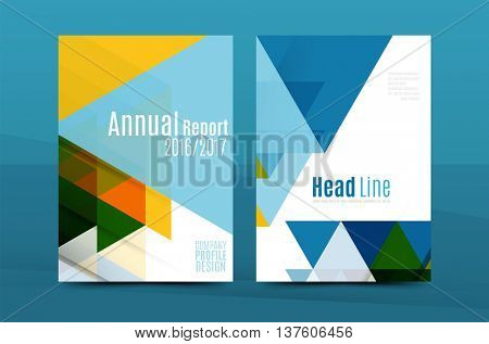 Colorful fresh business A4 cover template - flyer, brochure, book cover and annual report. Geometric design abstract background
