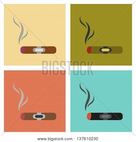 assembly of flat icons expensive cuba cigar