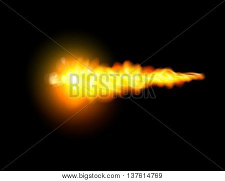 Realistic fire with reflection on a black background