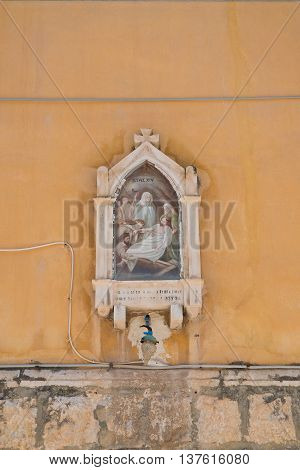Close up of an aedicule votive of Giovinazzo. Puglia. Italy.