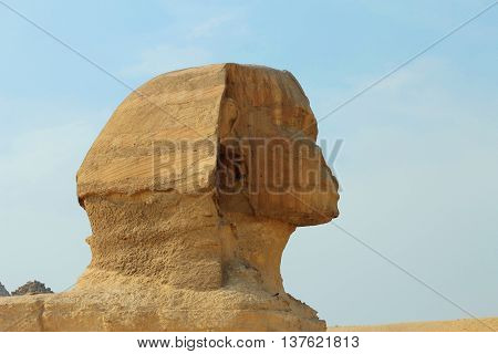 Sphinx statue in Giza Egypt. Ancient architecture