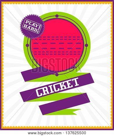 Sports games. Sport ball. Colorful Cricket poster