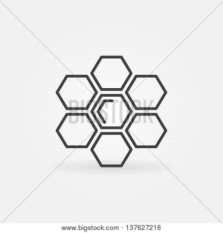Honeycomb linear icon. Vector minimal honey and honeycomb symbol or logo element in thin line style