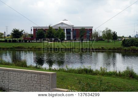 SHOREWOOD, ILLINOIS / UNITED STATES - AUGUST 30, 2015: The Village of Shorewood Village Hall is the city government office building for the Village of Shorewood.