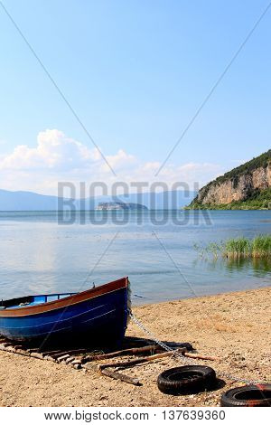 picture of a Lake Prespa Macedonia. View from village of Konsko