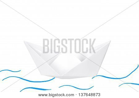 Paper boat isolated on white background. Paper fold boat.