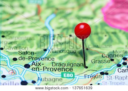 Draguignan pinned on a map of France