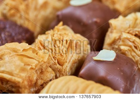 Oriental sweets. Traditional turkish or greek delight