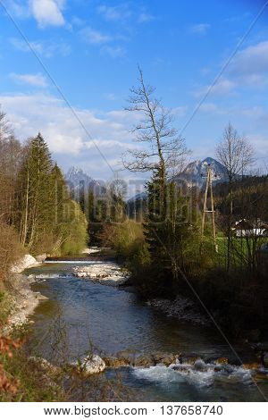 Spring Time In The Alps Near Grunau Im Almtal Small Town