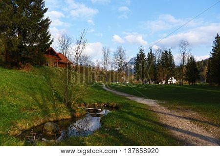Spring Time In The Alps Near Grunau Im Almtal Small Town