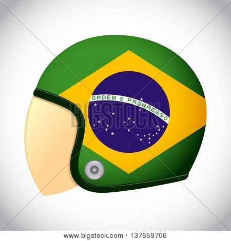 Vector stock of retro classic motorcycle helmet with Brazil flag