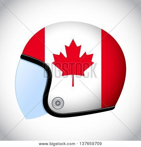 Vector stock of retro classic motorcycle helmet with Canada flag