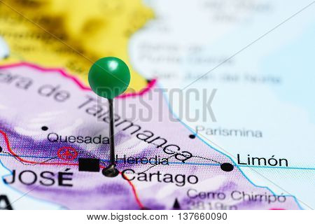 Heredia pinned on a map of Costa Rica