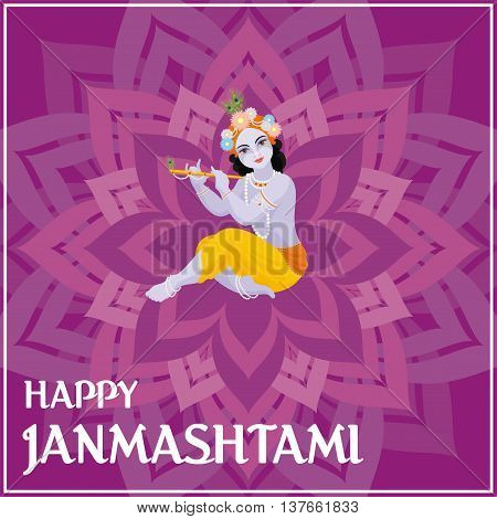 Krishna Janmashtami. Beautiful greeting card with little Krishna's image.