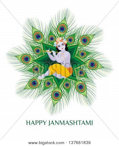 Krishna Janmashtami. Beautiful greeting card with little Krishna's image.
