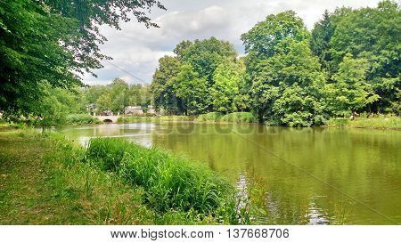 A nice summer view over a lake in a tranquil park