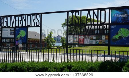 NEW YORK, NY - JUN 19: Governors Island in New York, as seen on Jun 19, 2016. It is a 172-acre island and is part of the borough of Manhattan in New York City.