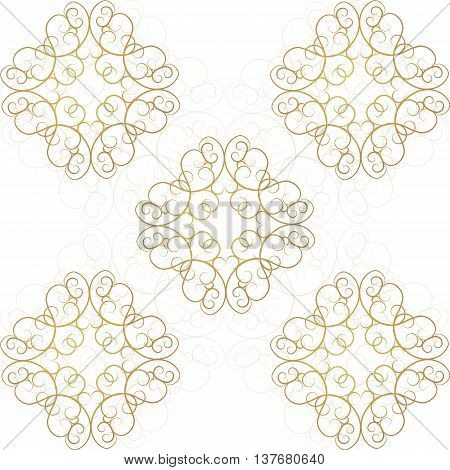Vintage Seamless Gold Pattern Victoian Calligraphic Ornament