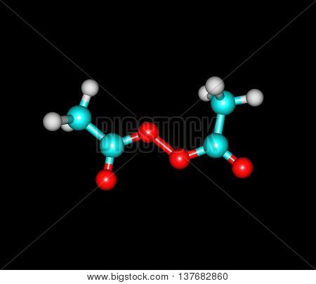 Diacetyl peroxide is an organic peroxide that is a crystalline sand-like solid with a sharp odor. 3d illustration