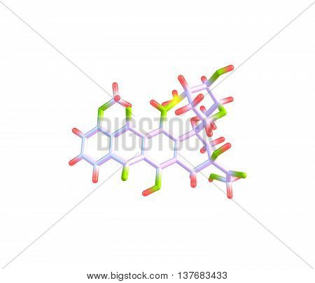 Epirubicin is an anthracycline drug used for chemotherapy. It can be used in combination with other medications to treat breast cancer in patients who have had surgery to remove the tumor. 3d illustration