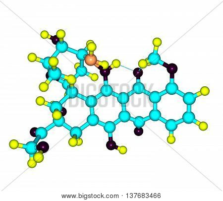 Epirubicin is an anthracycline drug used for chemotherapy. It can be used in combination with other medications to treat breast cancer in patients who have had surgery to remove the tumor. 3d illustration