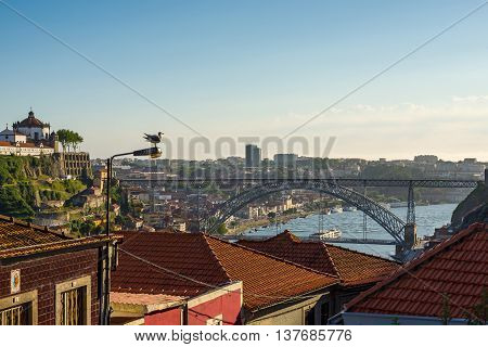 Dom Luiz I Bridge Over Douro River In Porto. Portugal.