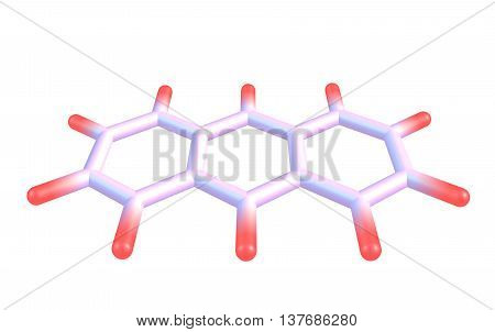 Anthracene is a solid polycyclic aromatic hydrocarbon of formula C14H10 consisting of three fused benzene rings. It is a component of coal tar. 3d illustration