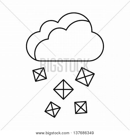 Cloud and hail icon in outline style isolated vector illustration