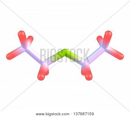 Diethyl ether - ethoxyethane ethyl ether sulfuric ether or ether - is an organic compound. 3d illustration