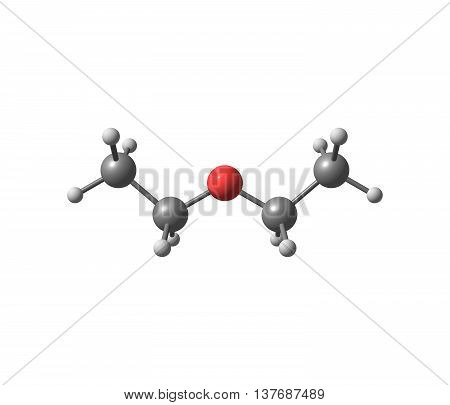 Diethyl ether - ethoxyethane ethyl ether sulfuric ether or ether - is an organic compound. 3d illustration