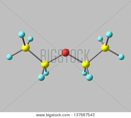 Diethyl ether - ethoxyethane ethyl ether sulfuric ether or ether - is an organic compound. 3d illustration