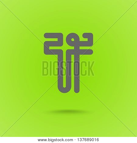 T Letter. T type line shape. T Line Logo Design Element Type. Letter T on Green Background. Vector Illustration