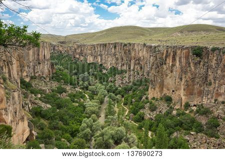 Ihlara Valley is a 16 km long gorge cut into volcanic rock in the southern part of Cappadocia Turkey