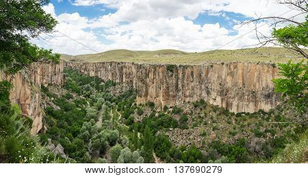 Ihlara Valley is a 16 km long gorge cut into volcanic rock in the southern part of Cappadocia Turkey