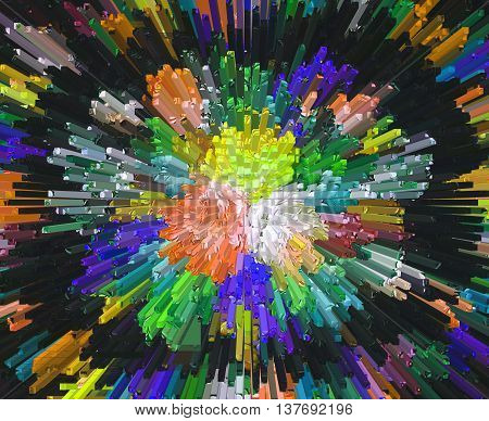 color extrusion blocks and pyramids abstract colorful 3D extrusion background flowers floral pattern extrusion color gradient for background and texture extrusion flower pattern for fabric and clothing design photo wallpapers