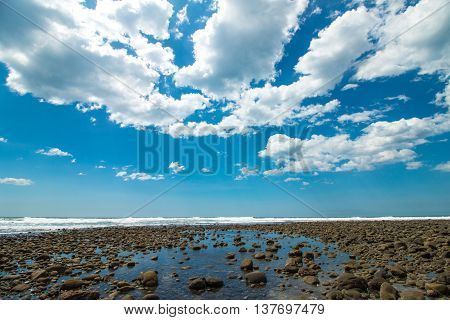 Blue Wide Angle Sky At Playa El Tunco
