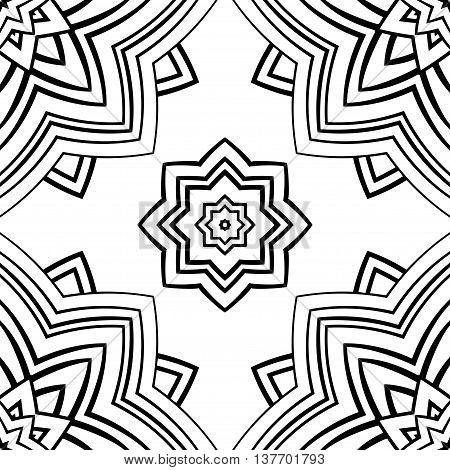 Seamless pattern of abstract mandala on a white background. Oriental ornament. Template for carpet shawl wallpaper textile.