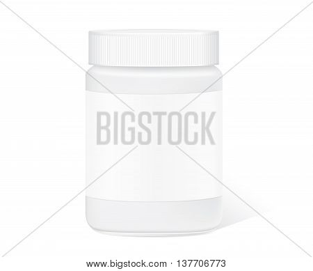 Glass jar with clear label isolated on white background for packaging design template of any product.