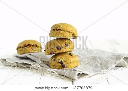 Pumpkin scones with dried fruit for breakfast