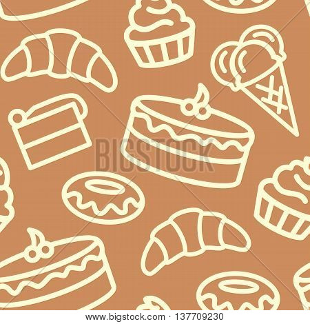 Confectionery background pattern outline illustration vector bakery