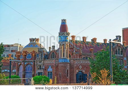 Mosaic Facade Of Hospital De Sant Pau In Barcelona