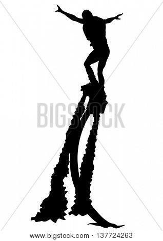 Athlete flyboard on a white background