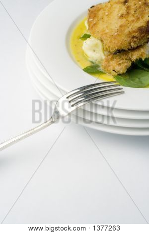 Cotoletta di pollo; Ritratto metà con forcella