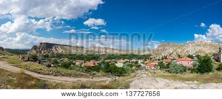 Panorama of Yaprakhisar village in Cappadocia Central AnatoliaTurkey