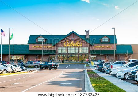 LEXINGTON KY USA - MARCH 16 2016. Cabelas opens its Lexington store on March 16 2016. Cabelas retails hunting fishing and outdoor gear.